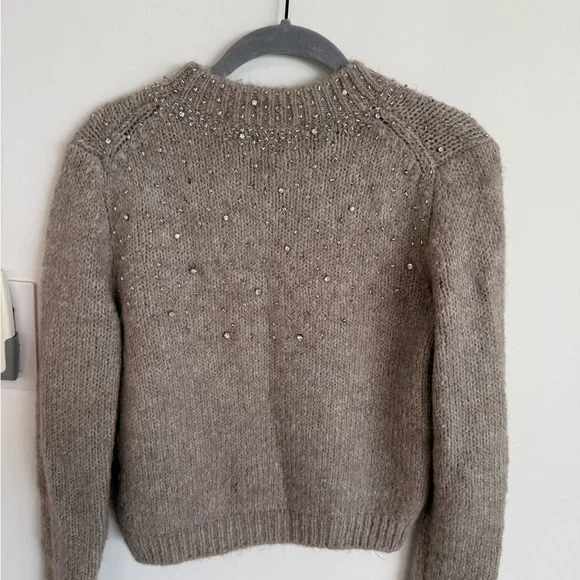 Zara Women's Taupe Embellished Sweater - Picture 3 of 4